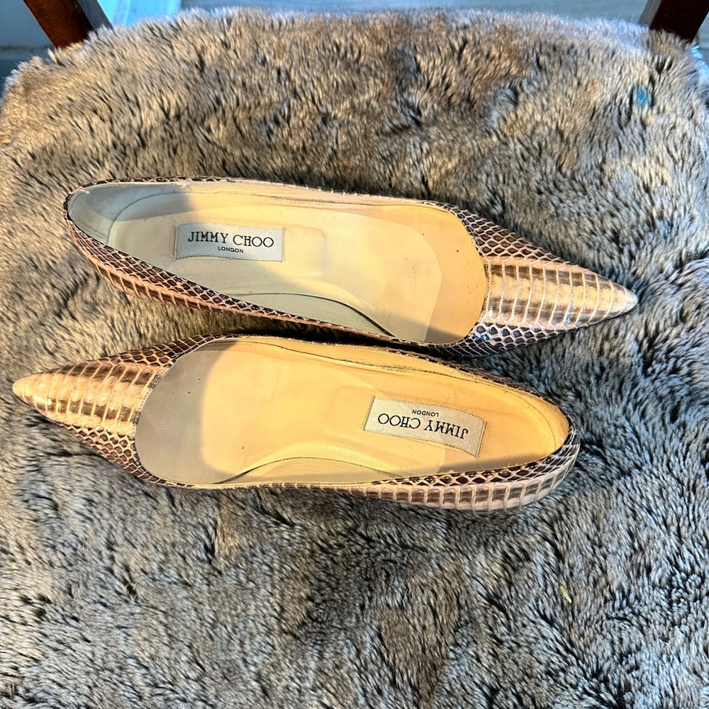 Jimmy Choo Metallic Python Pointed Toe Kitten Hee… - image 3